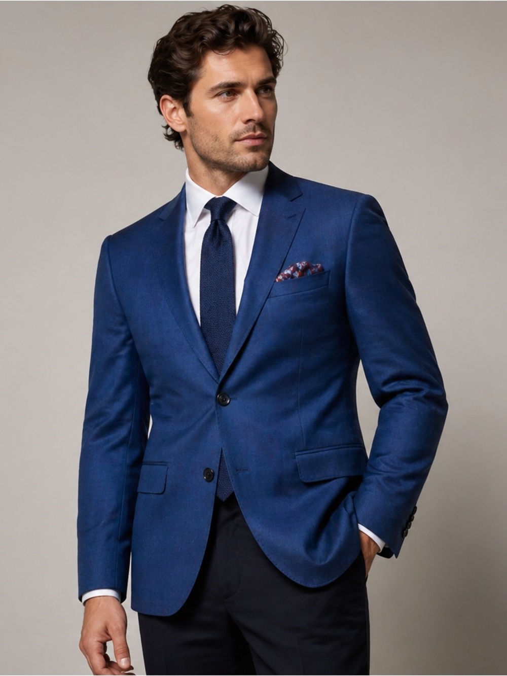 Savile Row Company Blue Blazer Men’s 40R Medium Tailored Fit Sport Coat Jacket